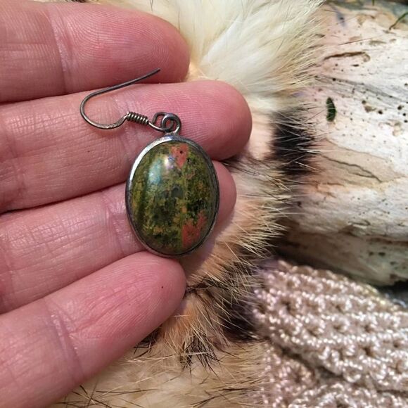 Unakite Sterling Siver Gemstone Earrings - Picture 5 of 5